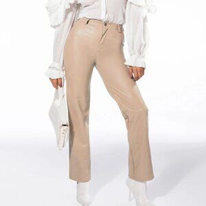 NWT Akira Beige Te Quiero High Rise Vegan Leather Pants Size 7